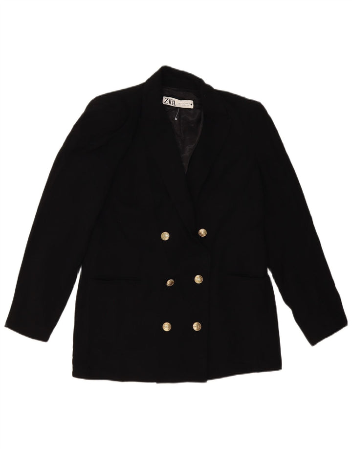 ZARA Femme Veste Blazer Croisée En Polyester Noir Moyen