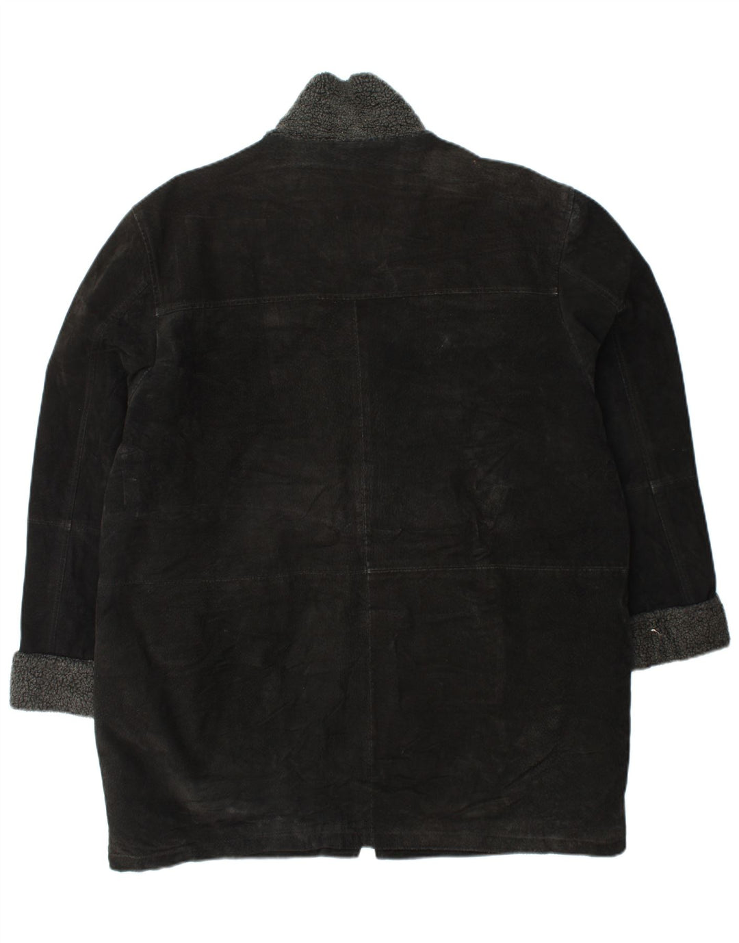 VINTAGE Manteau en daim femme UK 18 XL Cuir noir