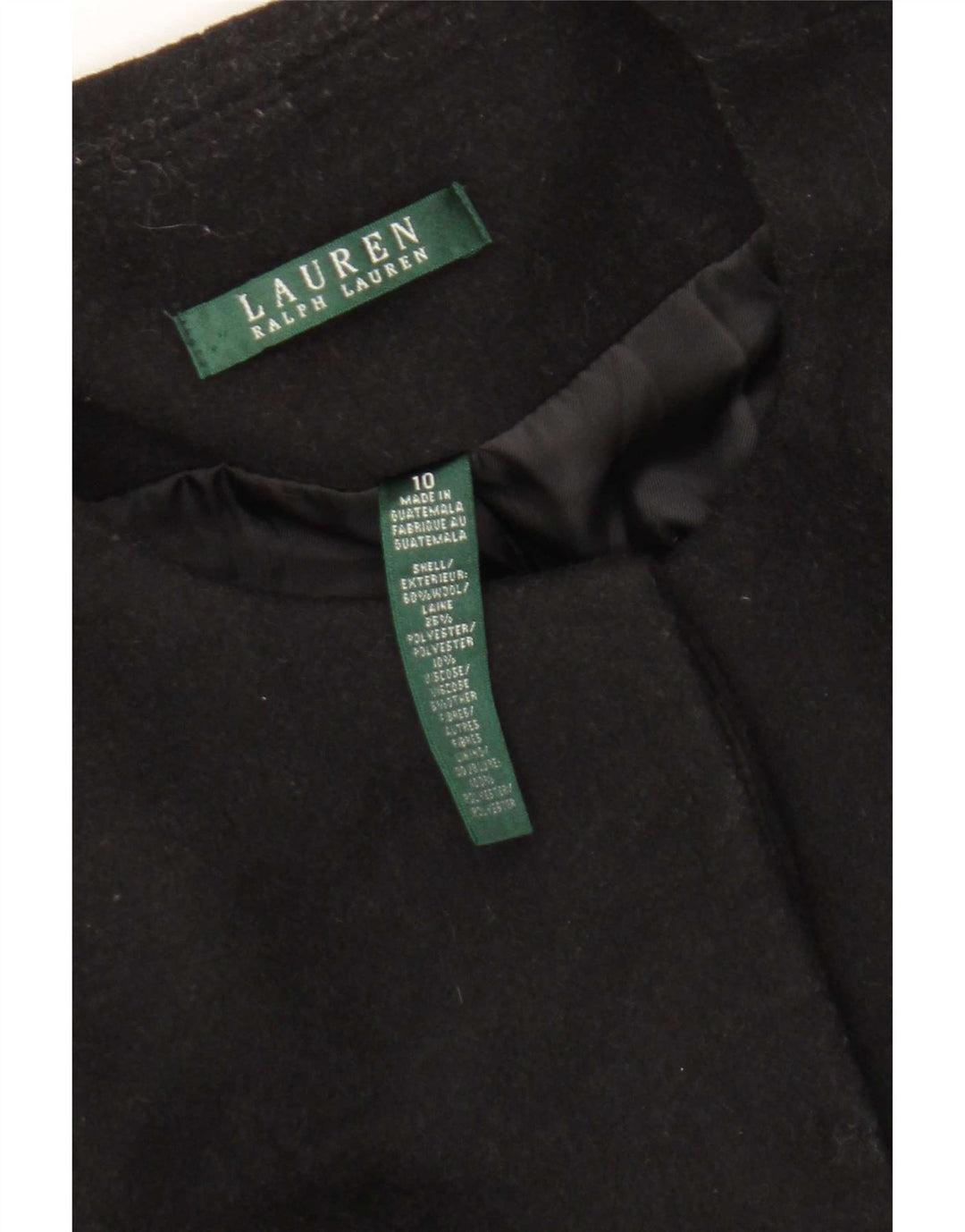 Ralph Lauren Pardessus pour femme US 10 Grande laine noire