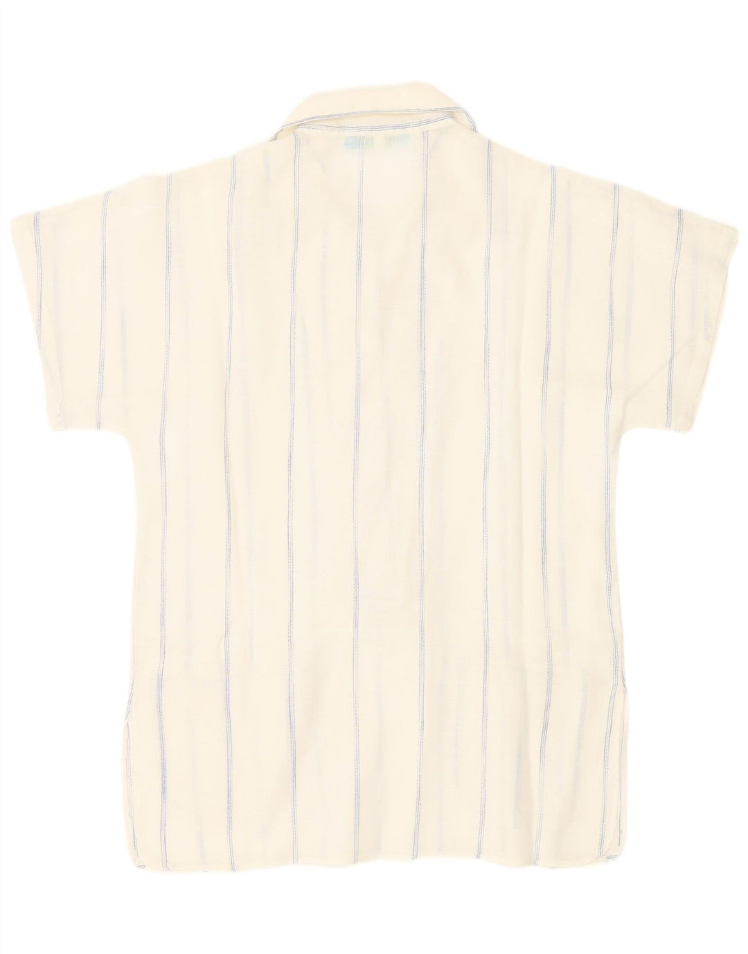 Cacharel Chemise pull à manches courtes pour femme UK 12 Medium White Pinstripe