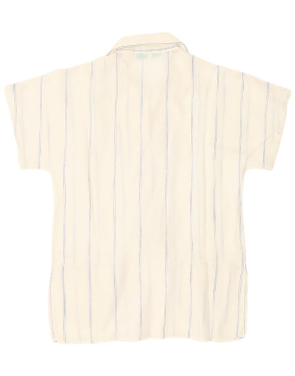 Cacharel Chemise pull à manches courtes pour femme UK 12 Medium White Pinstripe