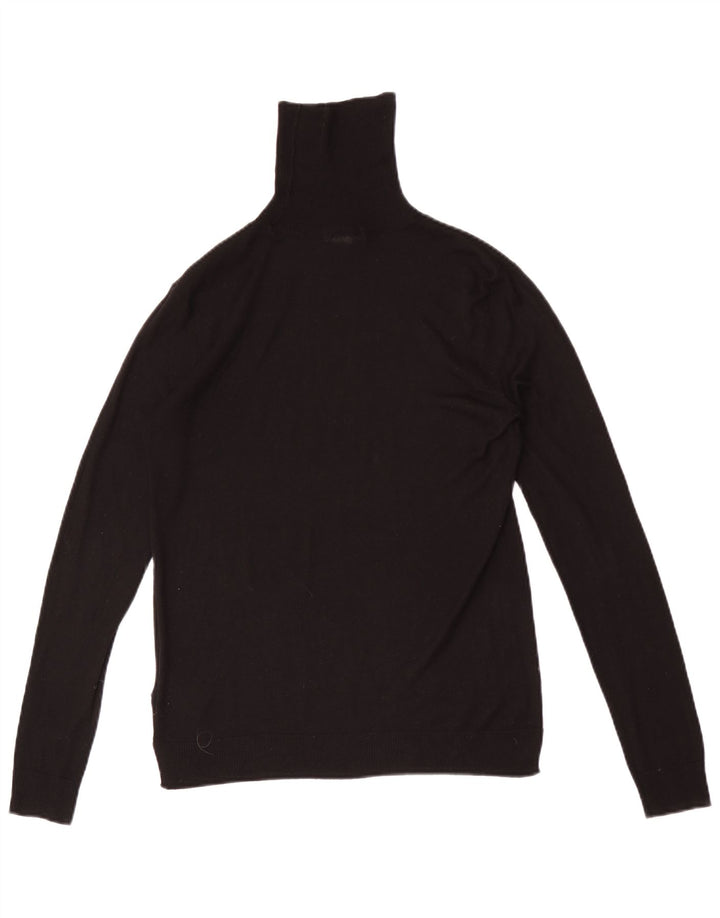 Basic Femme Col Roulé Pull Pull UK 10 Petit Acrylique Noir