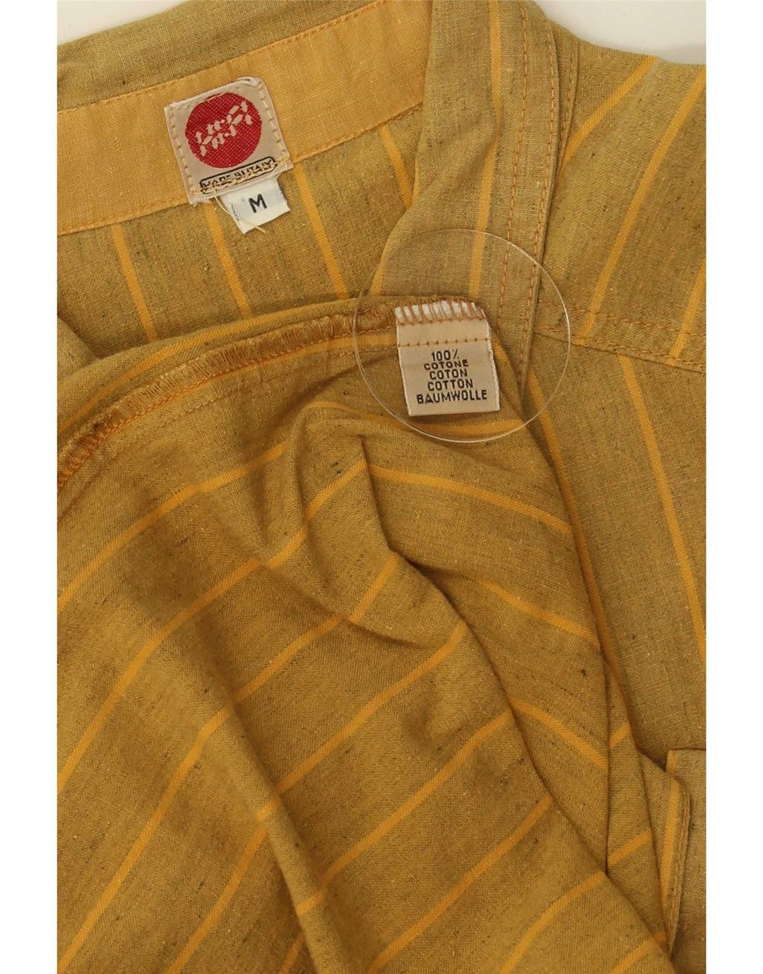 Chemise Homme Vintage Coton Rayé Jaune Moyen