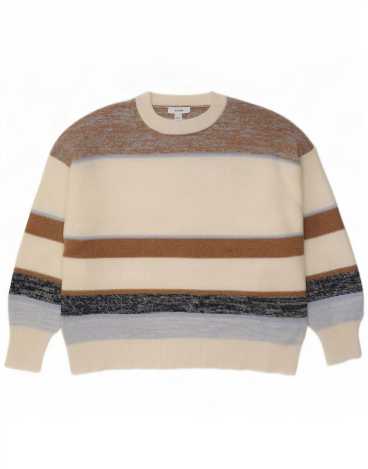 Reiss Pull à col rond pour homme en laine à rayures multicolores