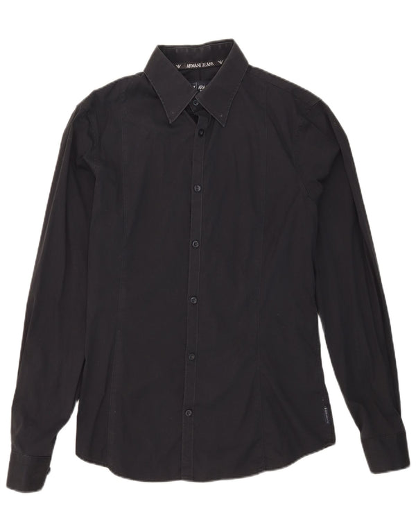 Armani Jeans Chemise Homme Bleu Marine Moyen Coton