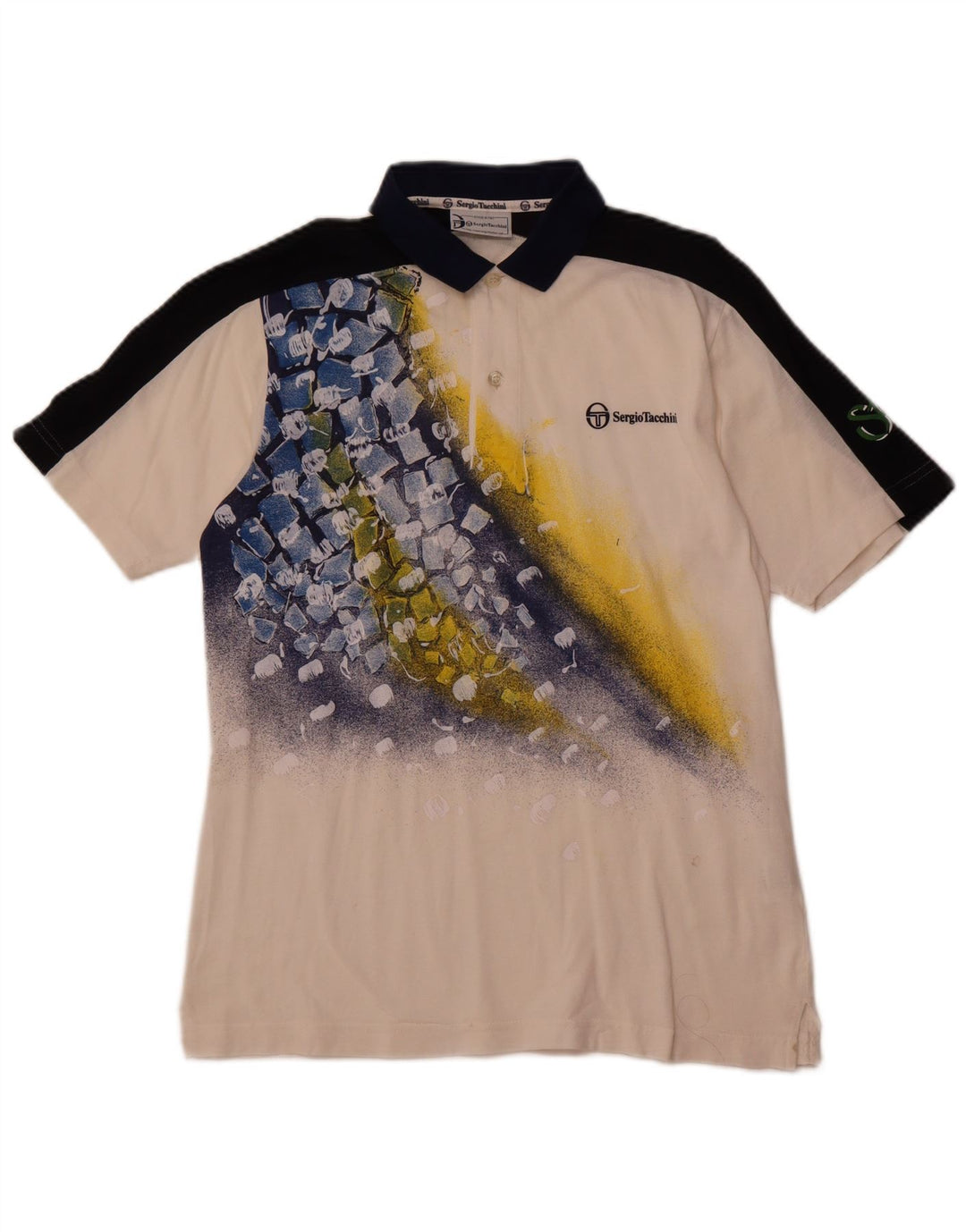 SERGIO TACCHINI Polo Graphique Homme Petit Blanc Colorblock Coton