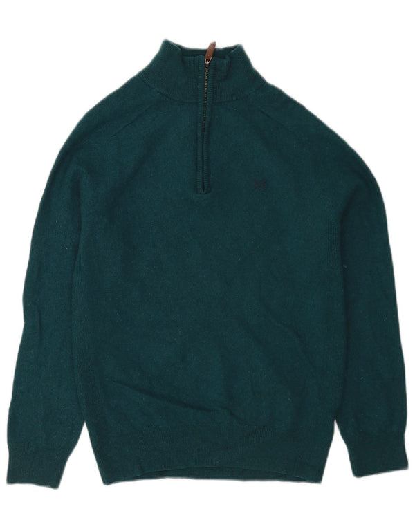 Crew Clothing Pull à col zippé pour femme UK 12 Laine mérinos Vert moyen