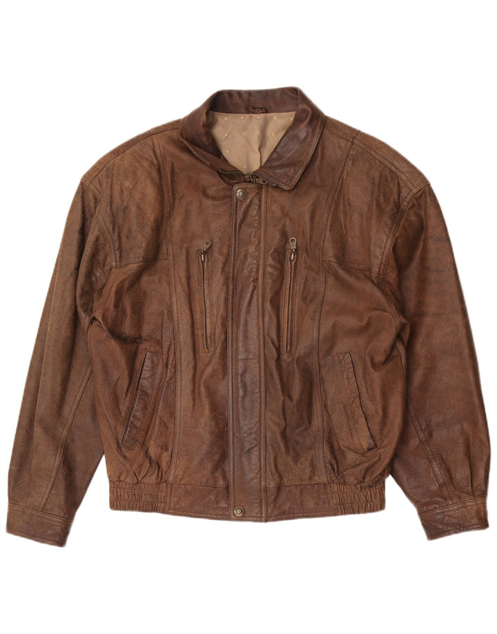 Veste en cuir homme vintage IT 48 Cuir marron moyen