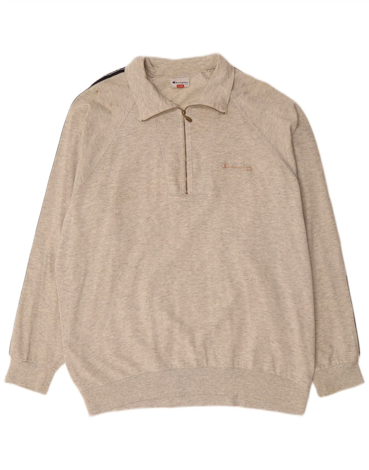 CHAMPION Sweat-shirt graphique à col zippé pour homme XL Gris Colorblock