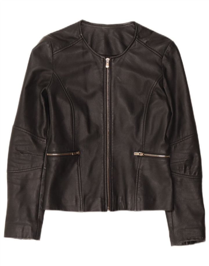 veste en cuir femme vintage UK 10 Petit cuir noir