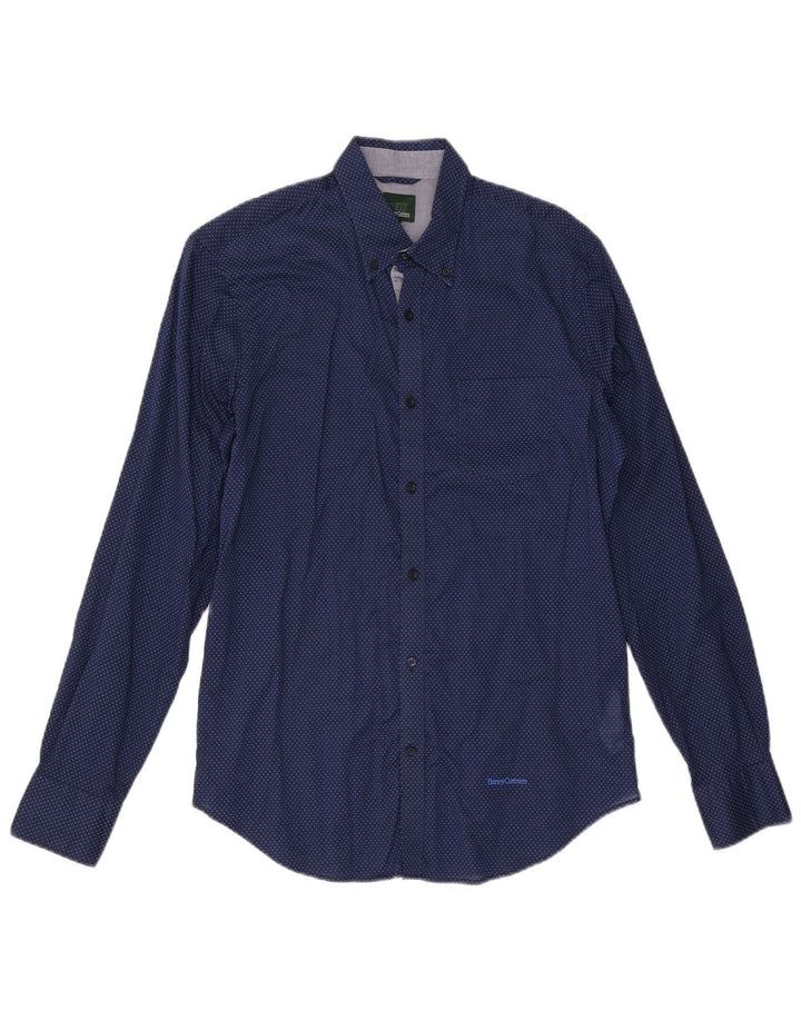 HENRY COTTONS Chemise homme Taille 39 Coton tacheté bleu marine moyen
