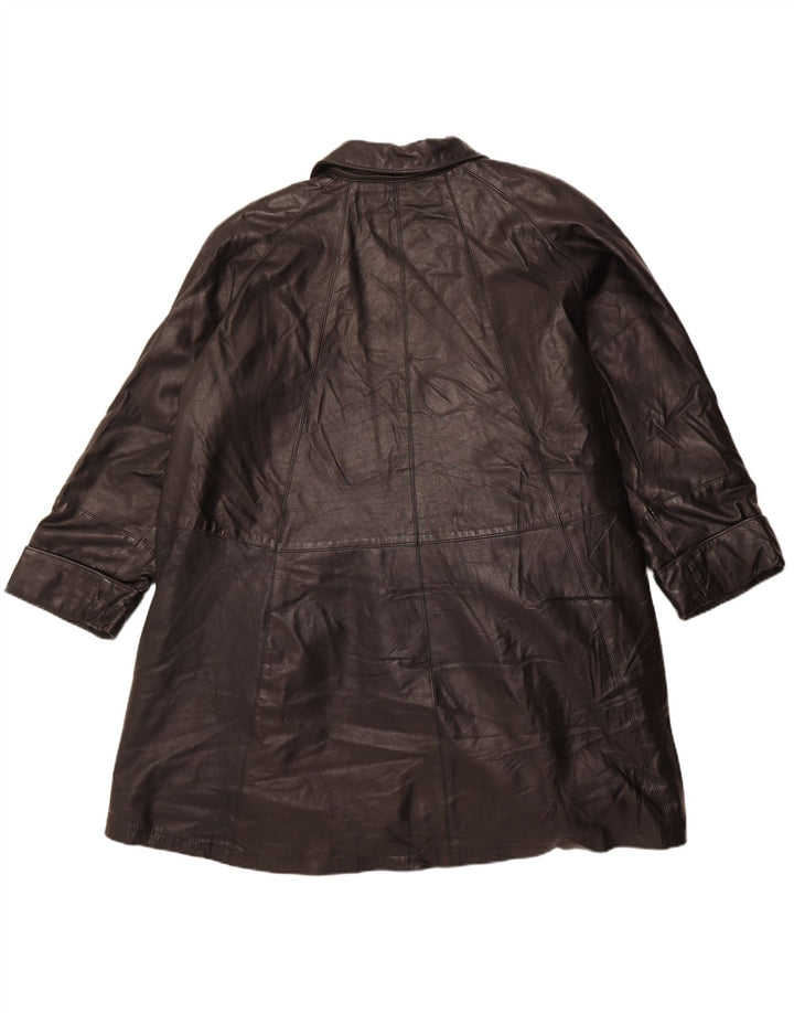 manteau en cuir surdimensionné femme vintage IT 56 Grand cuir noir