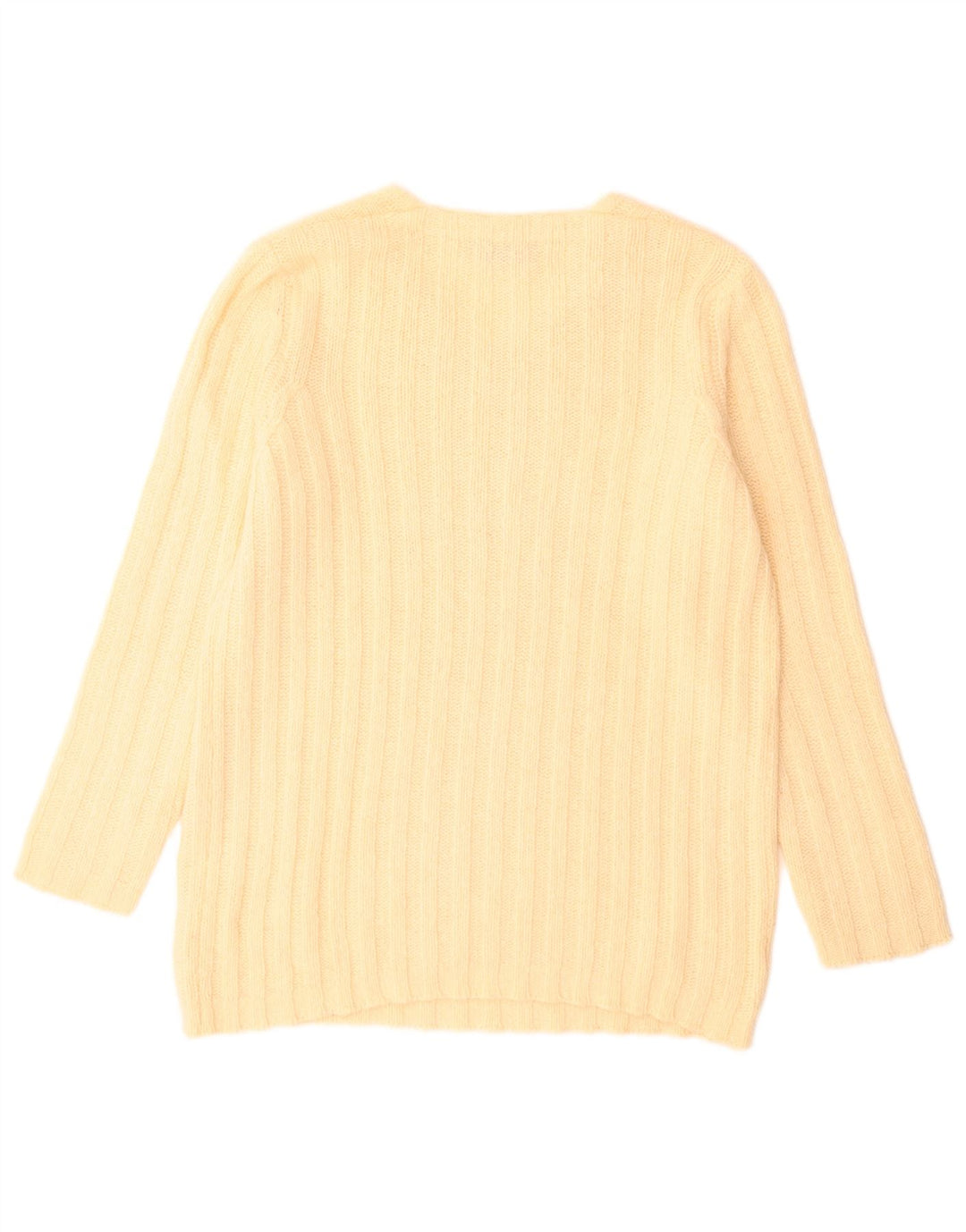 Stefanel Pull col V pour femme UK 14 Large Jaune
