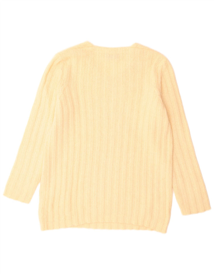 Stefanel Pull col V pour femme UK 14 Large Jaune