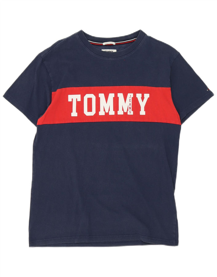 Tommy Hilfiger T-Shirt Graphique Homme Bleu Marine Moyen Colourblock