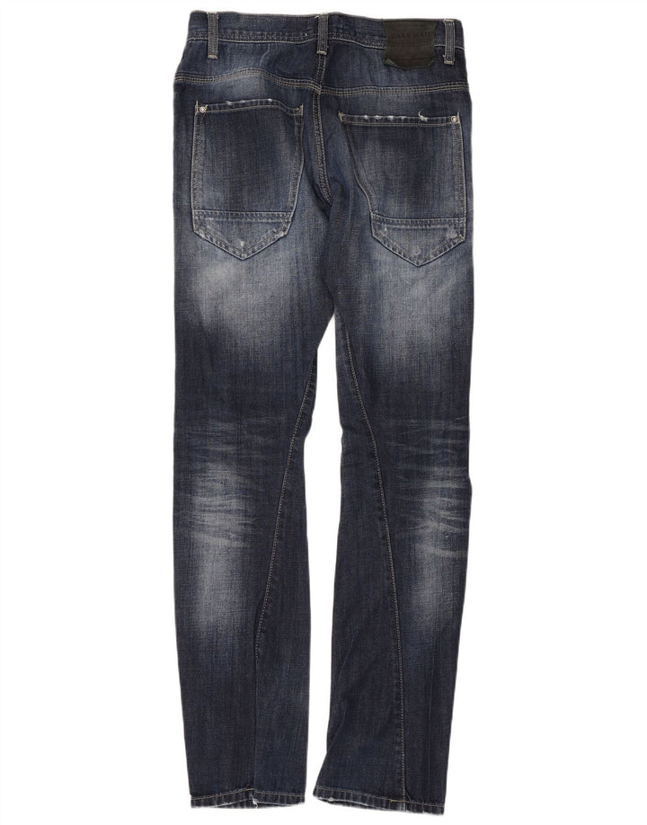 ZARA Jean slim vieilli pour homme EU 38 Small W30 L33 Bleu marine
