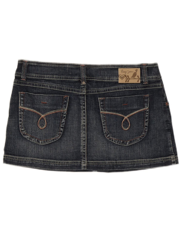Roxy Mini jupe en jean coupe droite pour femme US 12 Large W32 Bleu Coton