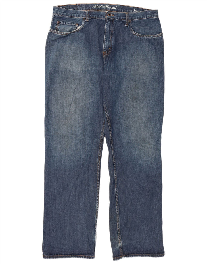 Eddie Bauer Jean droit coupe décontractée pour homme W38 L34 bleu coton