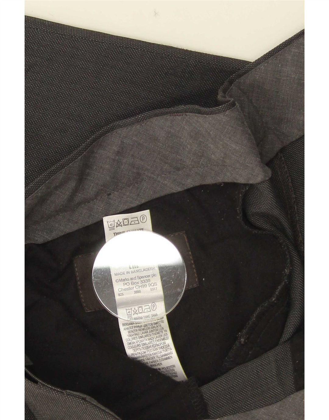 Marks & Spencer Pantalon de costume droit pour homme W34 L29 Gris Polyester