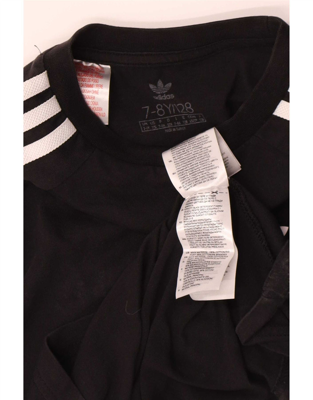 Adidas Top Garçon Manches Longues 7-8 ans Noir Coton