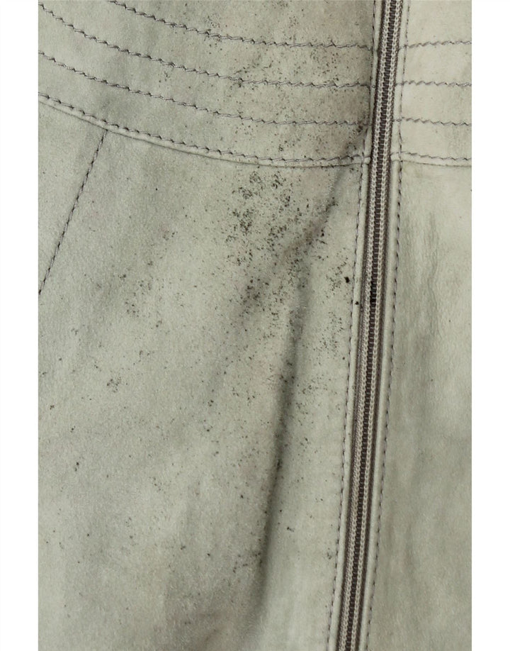 VINTAGE Womens Leather Jacket IT 44 Medium Grey Leather Vintage Vintage and Second-Hand Vintage from Messina Hembry 
