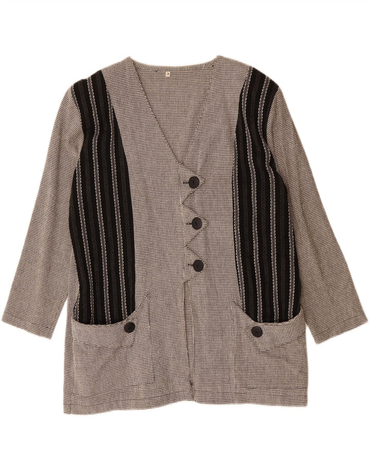 Veste blazer surdimensionnée femme vintage UK 16 Grand colorblock gris