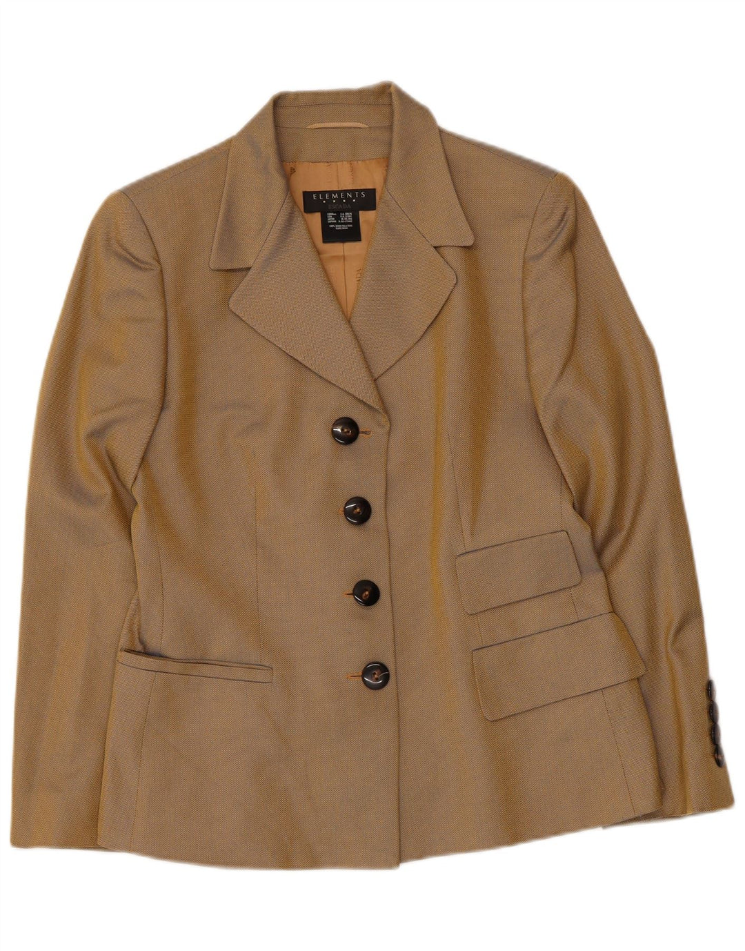 Escada Womens Elements Blazer Jacket UK 12 Medium Beige Chevrons