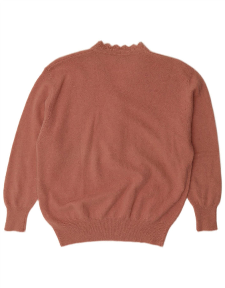 vintage Womens Button Neck Jumper Pull IT 52 2XL Rose Angora