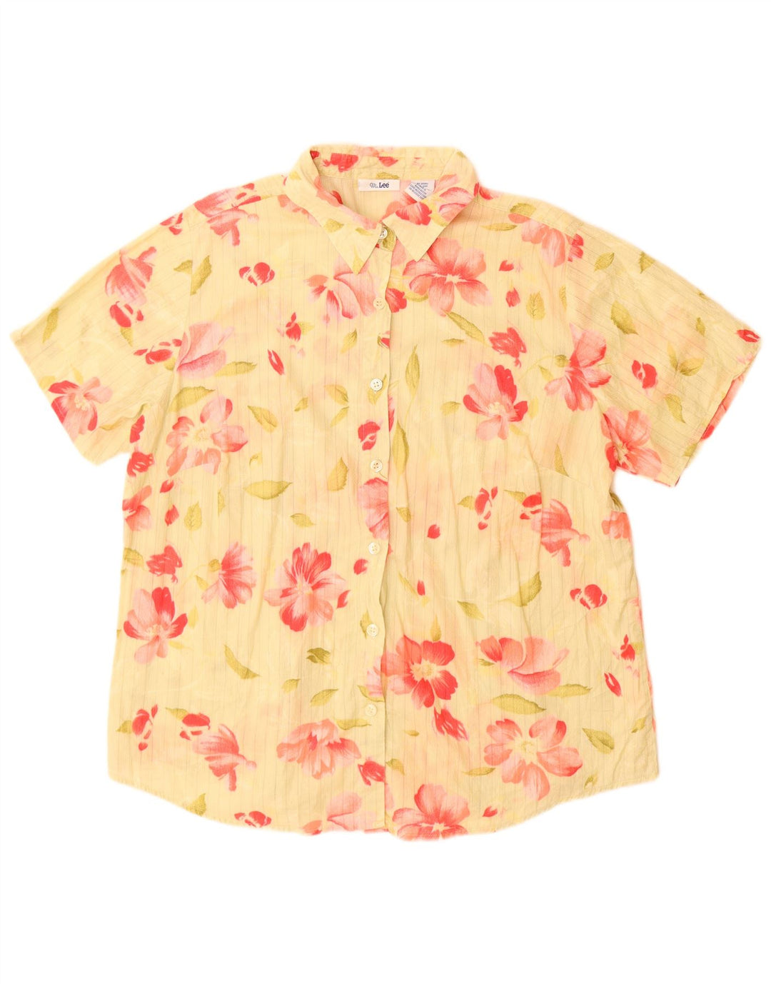 Lee Chemisier à manches courtes pour femme UK 18 XL Jaune Floral Coton