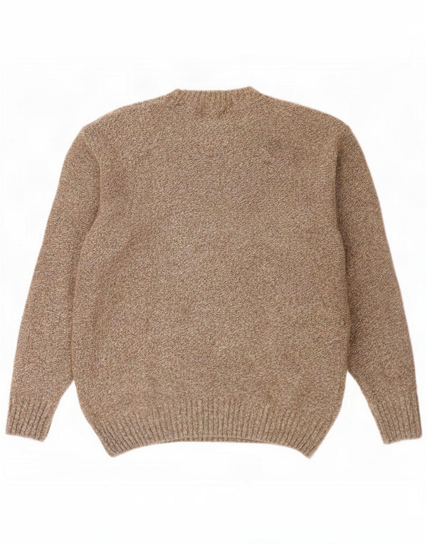 Boggi Mens Crew Neck Jumper Pull Taille 42 Grande Laine Mouchetée Kaki