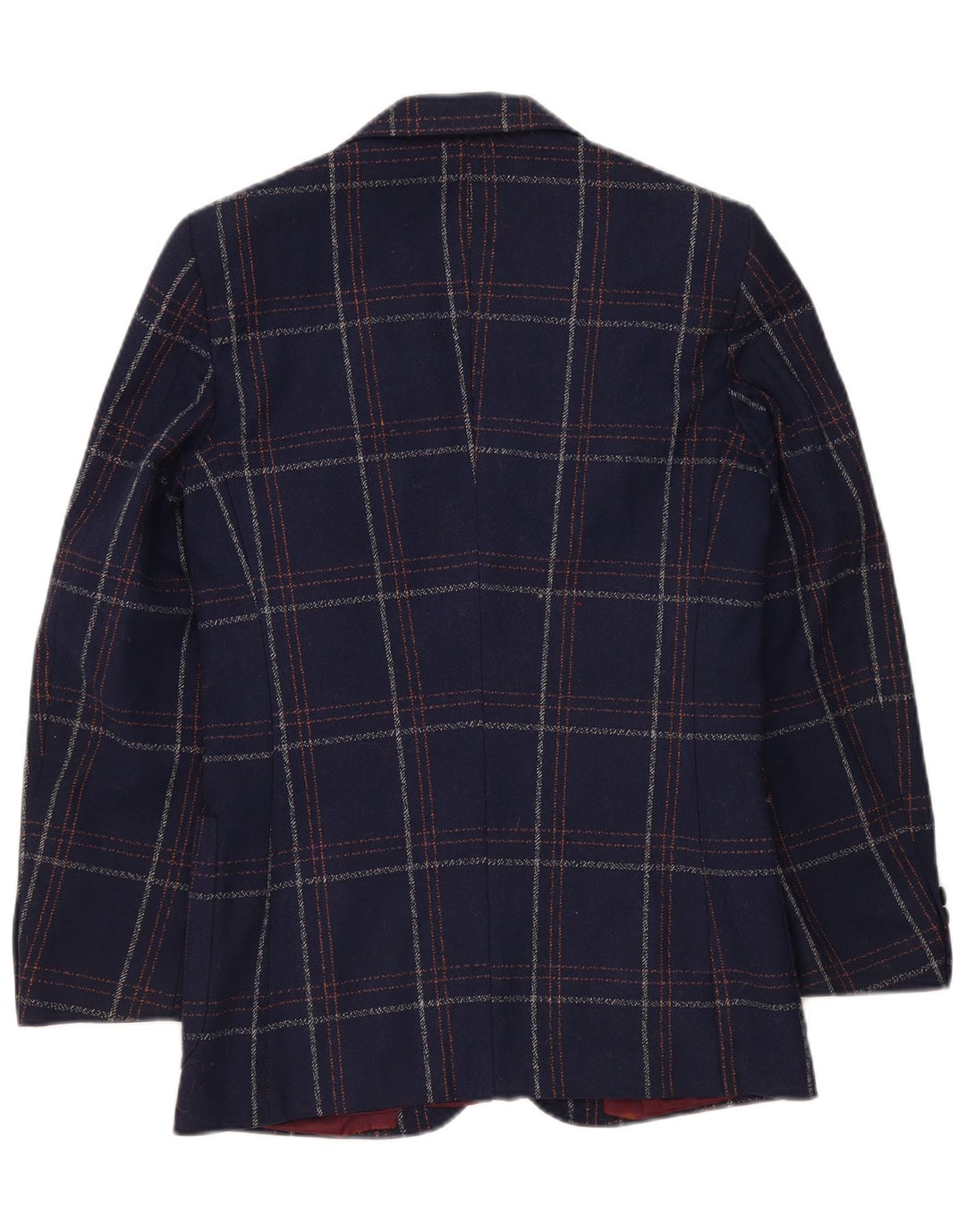 vintage Homme 2 Bouton Blazer Veste UK 36 Petit Bleu Marine Plaid Classique