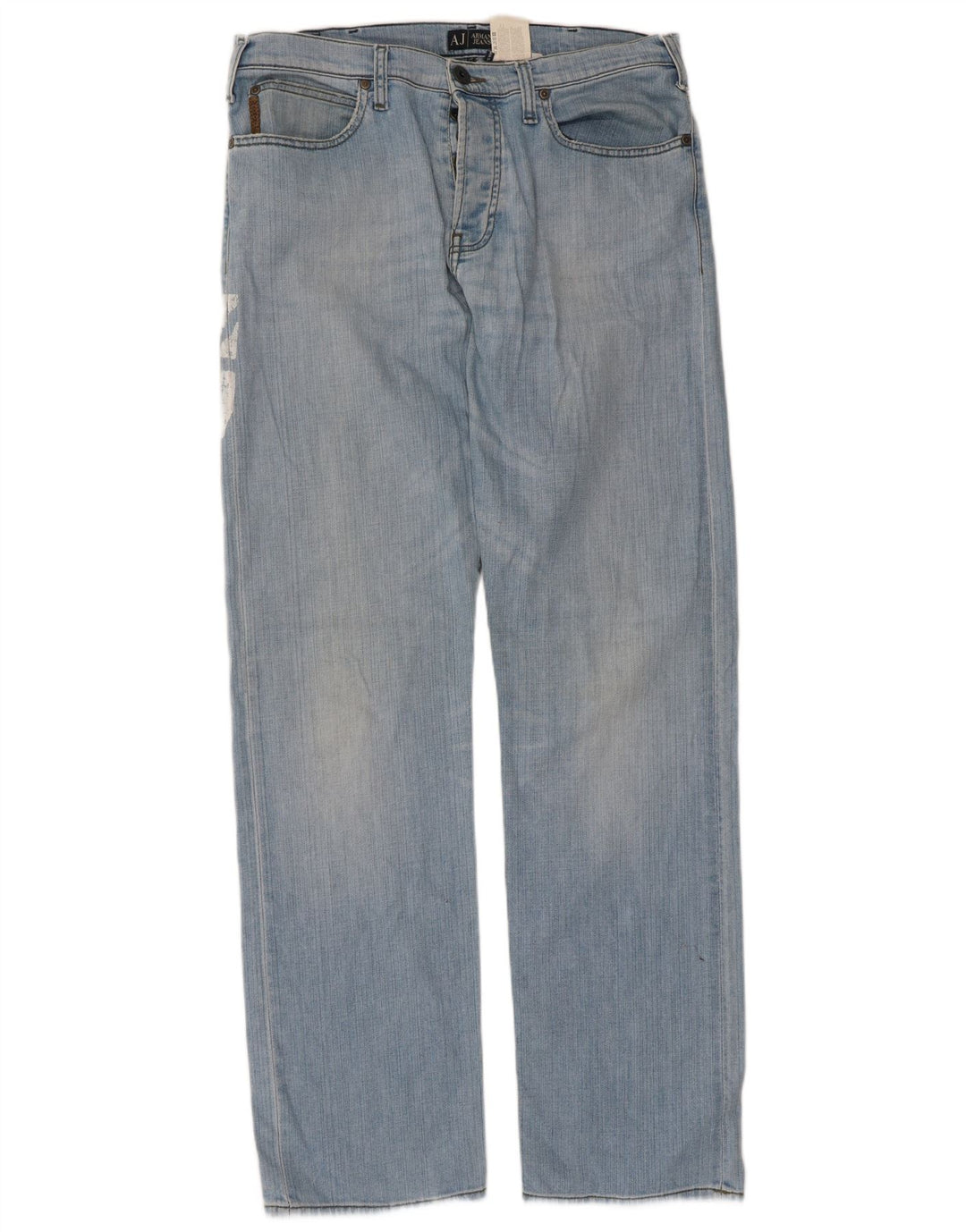 Armani Homme Jean Droit Graphique W36 L33 Bleu Coton