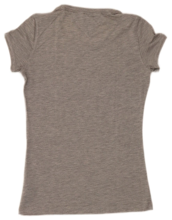 Tommy Hilfiger T-shirt graphique pour femme UK 12 Gris moyen Polyester