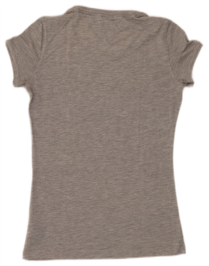 Tommy Hilfiger T-shirt graphique pour femme UK 12 Gris moyen Polyester