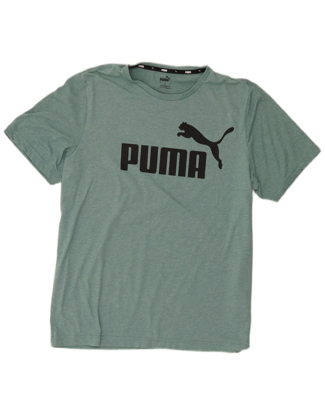 Puma Homme Graphic T-Shirt Top Large Vert Moucheté Polyester