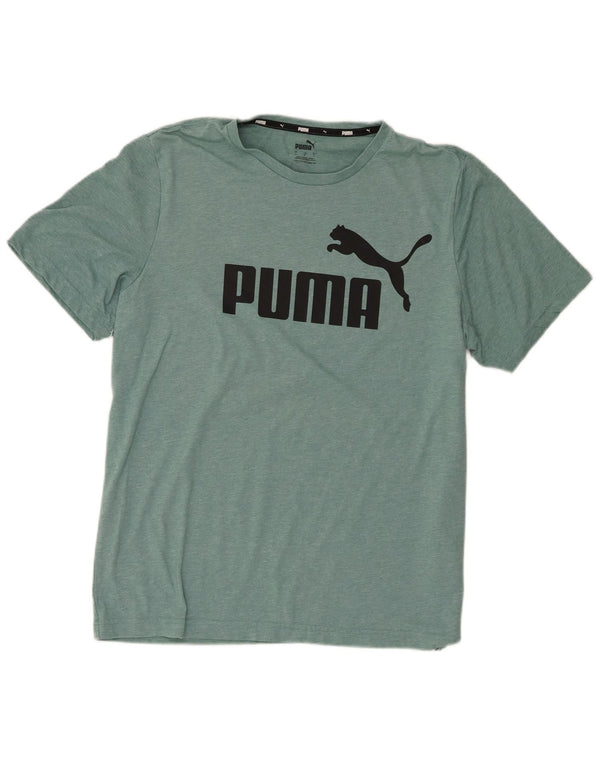 Puma Homme Graphic T-Shirt Top Large Vert Moucheté Polyester