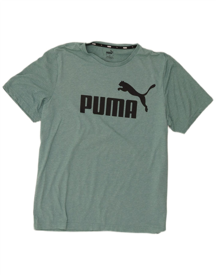 Puma Homme Graphic T-Shirt Top Large Vert Moucheté Polyester