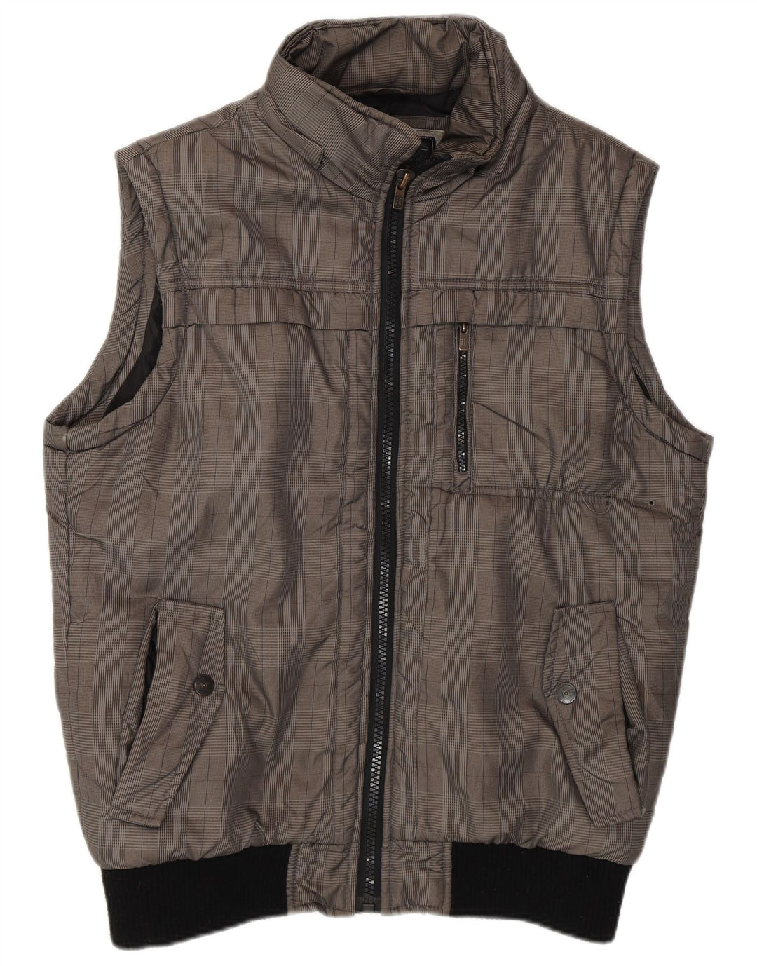 JACK & JONES Gilet Homme UK 40 Grand Carreau Gris