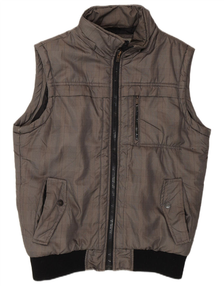 JACK & JONES Gilet Homme UK 40 Grand Carreau Gris