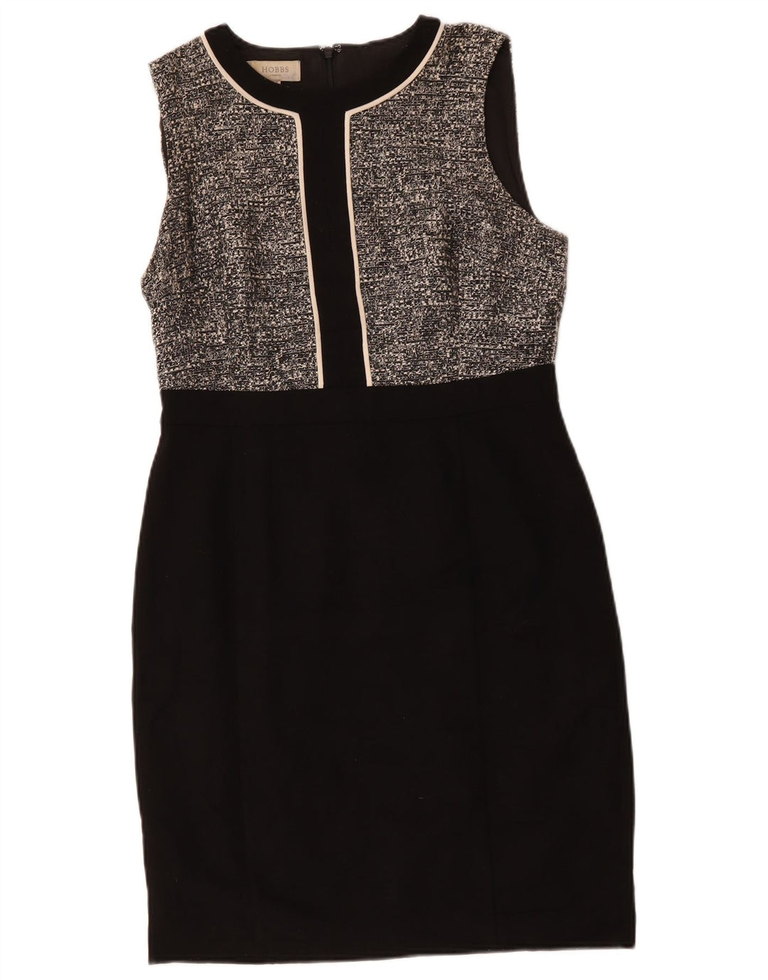 Hobbs Robe fourreau sans manches pour femme UK 42 Polyester moucheté noir moyen