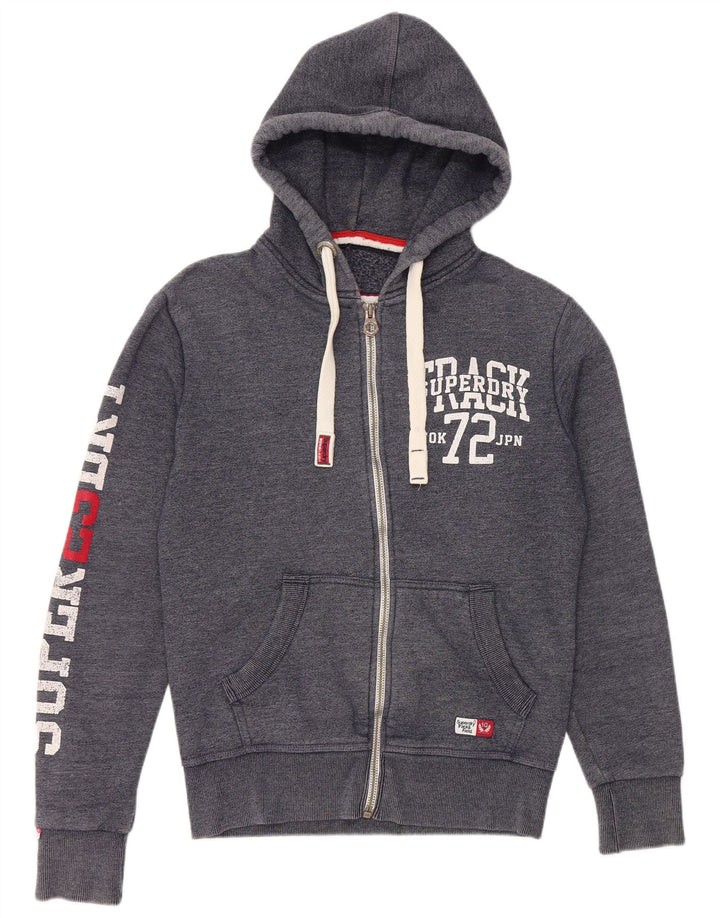 SUPERDRY Pull à capuche zippé graphique pour hommes, petit coton bleu marine