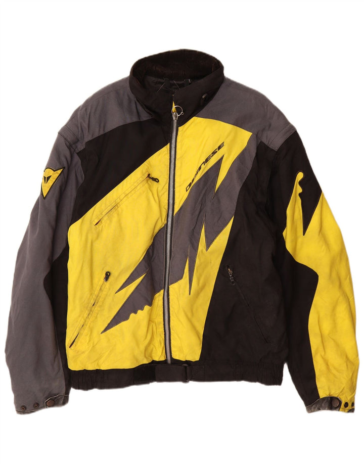 Dainese Veste Moto Racer Biker Homme UK 38 Nylon Colorblock Jaune Moyen