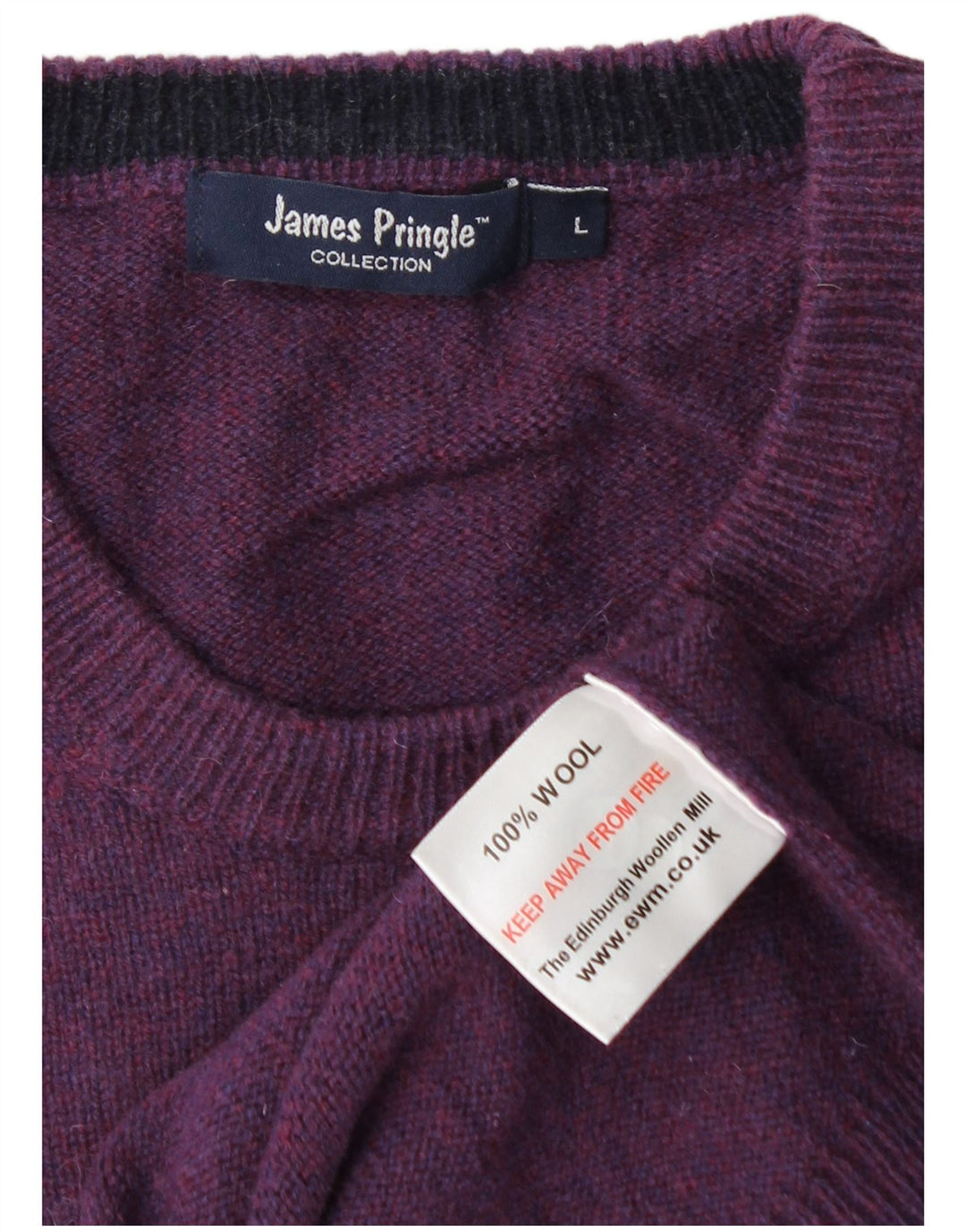 JAMES PRINGLE Pull à col rond pour homme en laine violette