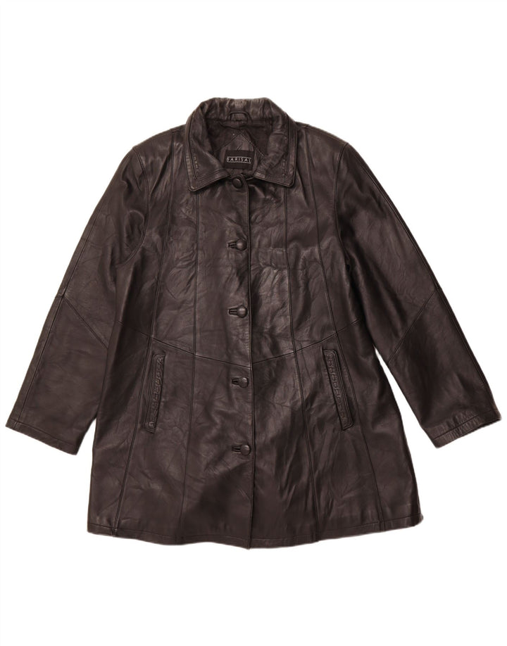 BARISAL Manteau en Cuir Femme IT 44 Cuir Noir Moyen