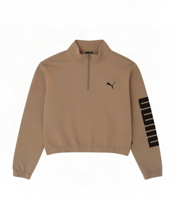 Puma Sweat-shirt court à col zippé pour femme UK 18 XL Coton beige
