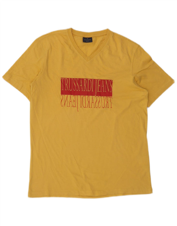 TRUSSARDI JEANS T-Shirt Graphique Top Jaune Moyen Coton Homme