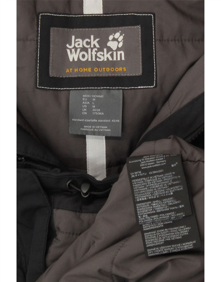 Jack Wolfskin Manteau coupe-vent à capuche pour homme UK 36/38 Medium Noir Polyamide