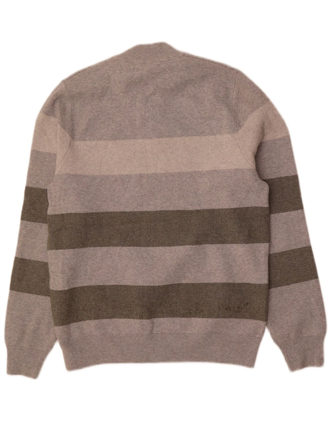 Marks & Spencer Pull col rond homme gris moyen rayé polyester