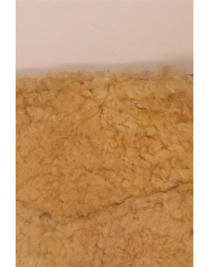 VINTAGE Gilet en cuir femme UK 14 Marron moyen