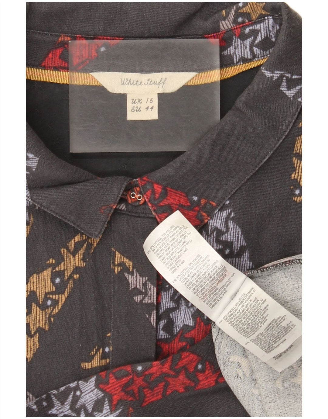 Robe chemise à motif abstrait White Stuff pour femme UK 16 Large Gris Lyocell